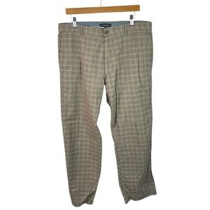 MJ39 Men’s Banana Republic Straight Fit Preppy Plaid Chino Pants 36x32